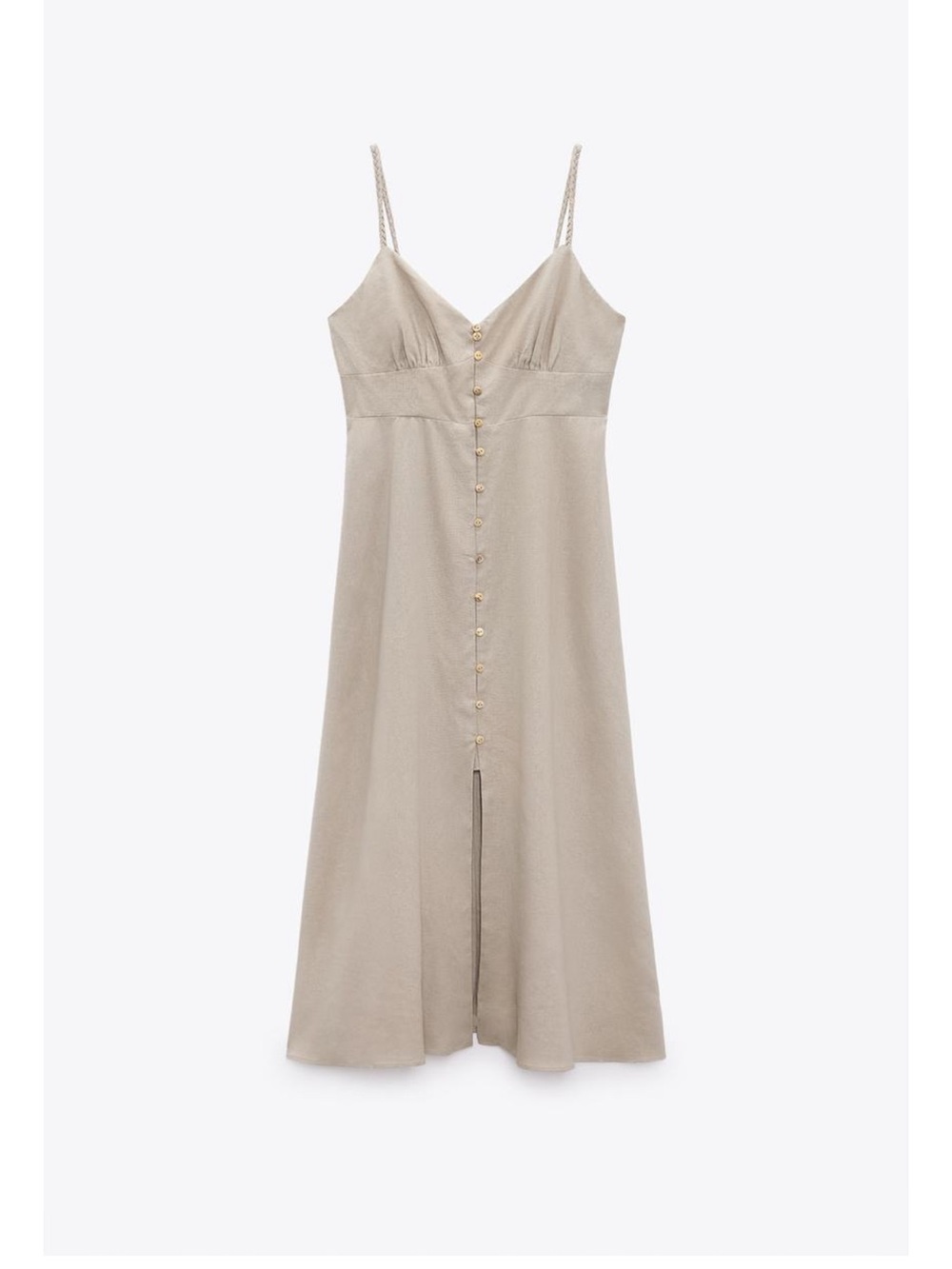 LINEN BLEND MIDI DRESS
